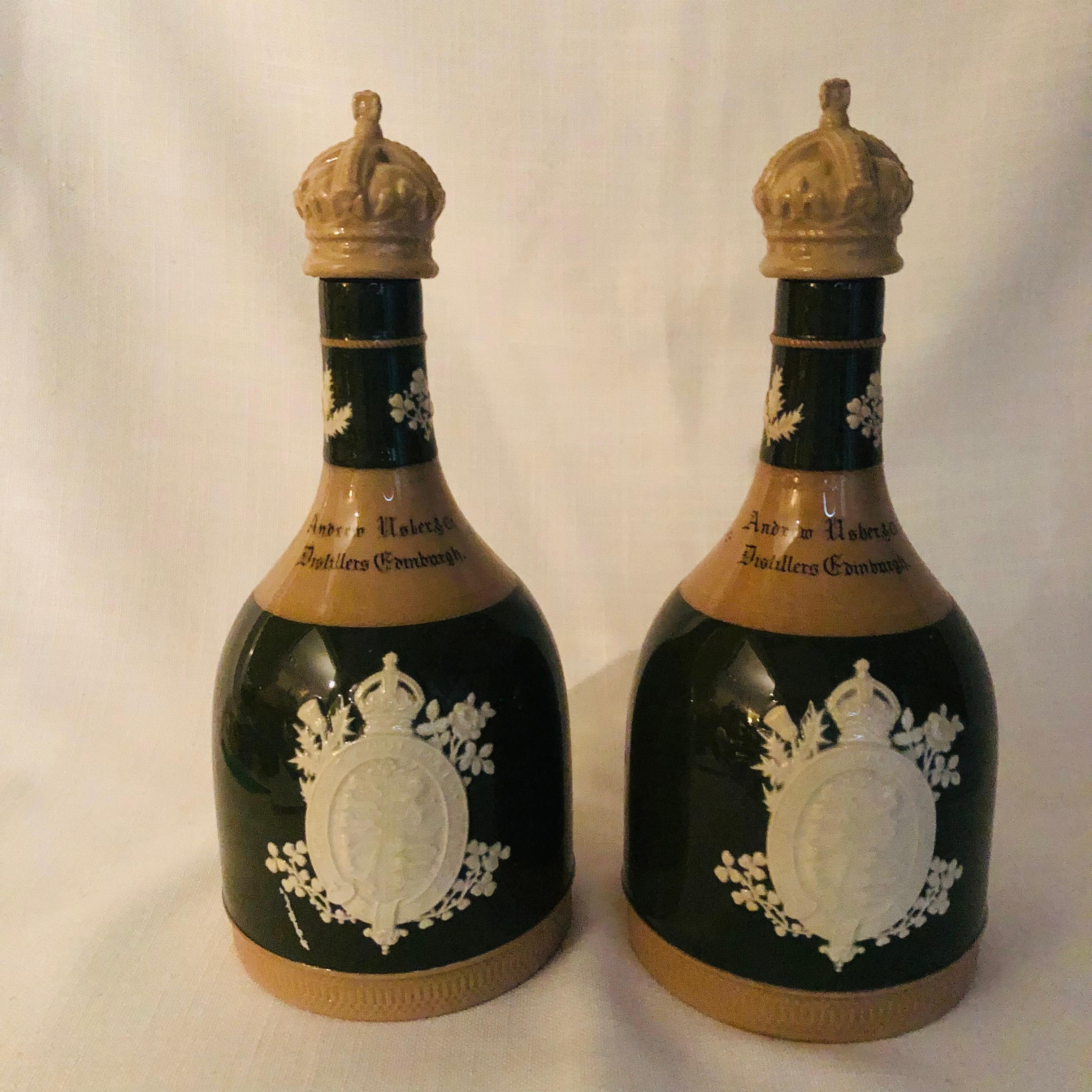 Copeland Spode Decanters Depicting The Coronation of Queen Mary and King Charles In Good Condition In Boston, MA