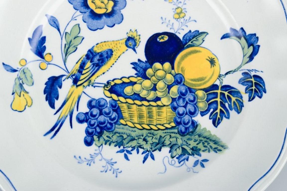 British Copeland Spode, England, Bluebird, Four Faience Plates, Mid-20th Century For Sale