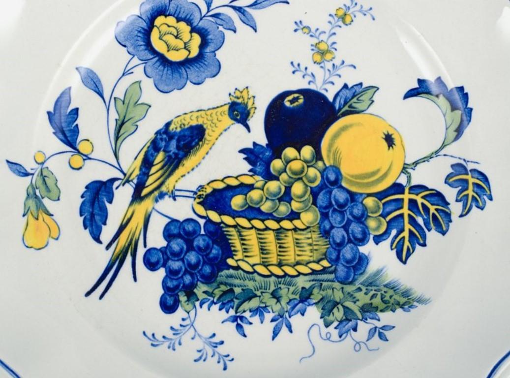 Copeland Spode, England, Bluebird, Four Faience Plates, Mid-20th Century In Good Condition For Sale In Copenhagen, DK