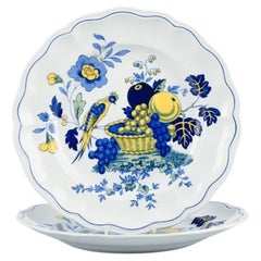 Retro Copeland Spode, England, Bluebird, Two Large Dinner Plates, Mid-20th Century