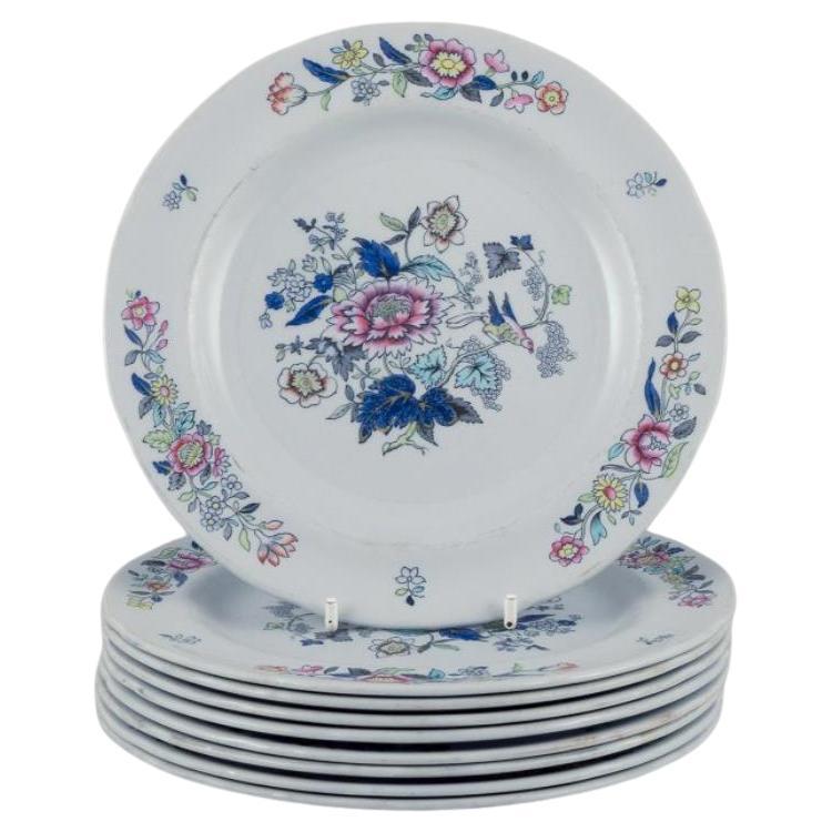 Copeland Spode, Inglaterra. Nueve placas de loza. Con motivos florales y aves.