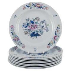 Copeland Spode, Inglaterra. Nueve placas de loza. Con motivos florales y aves.