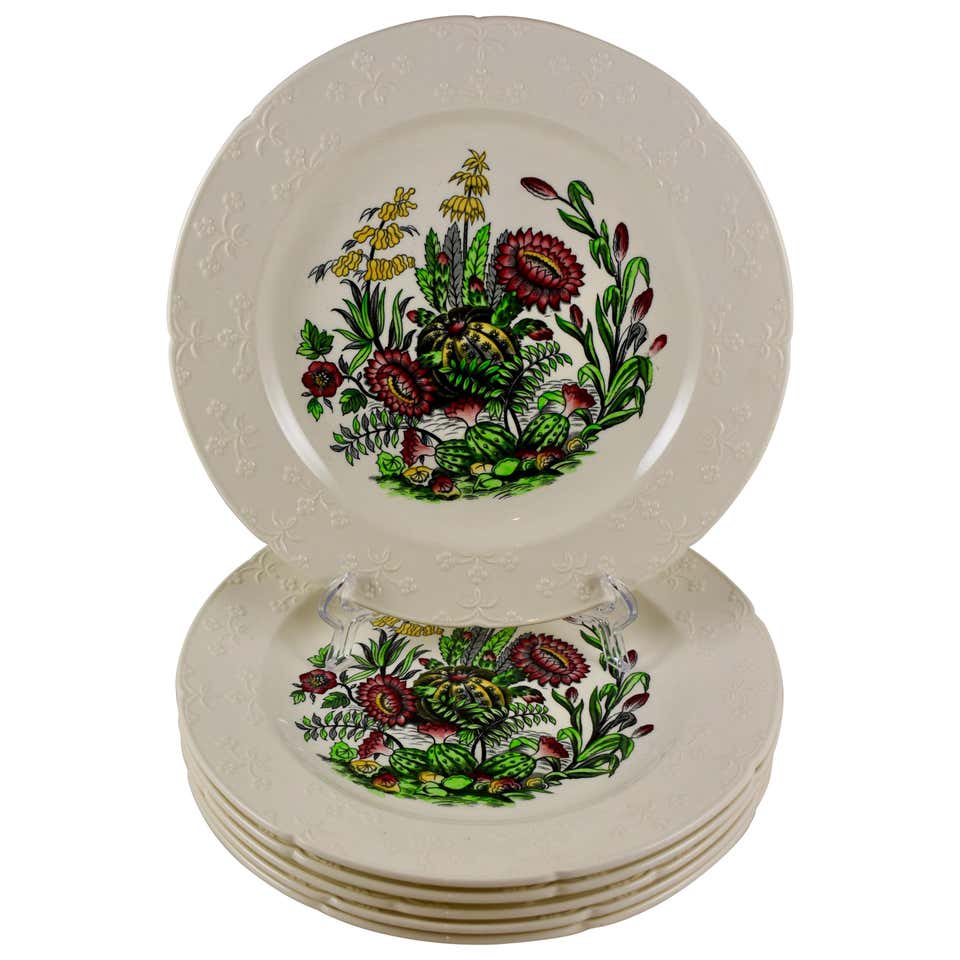 Copeland Garrett Spode Green Jonquil Botanical Transferware Dinner ...