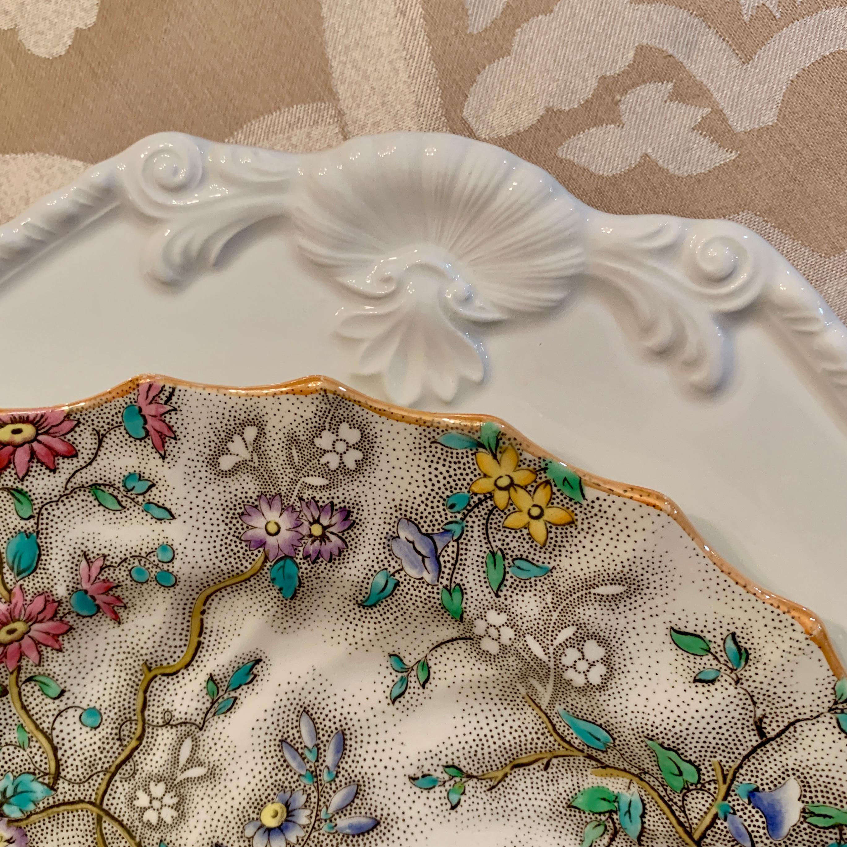 Copeland Spode English 'Patricia' Chintz Floral Transferware Dinner Plates, S/6 7