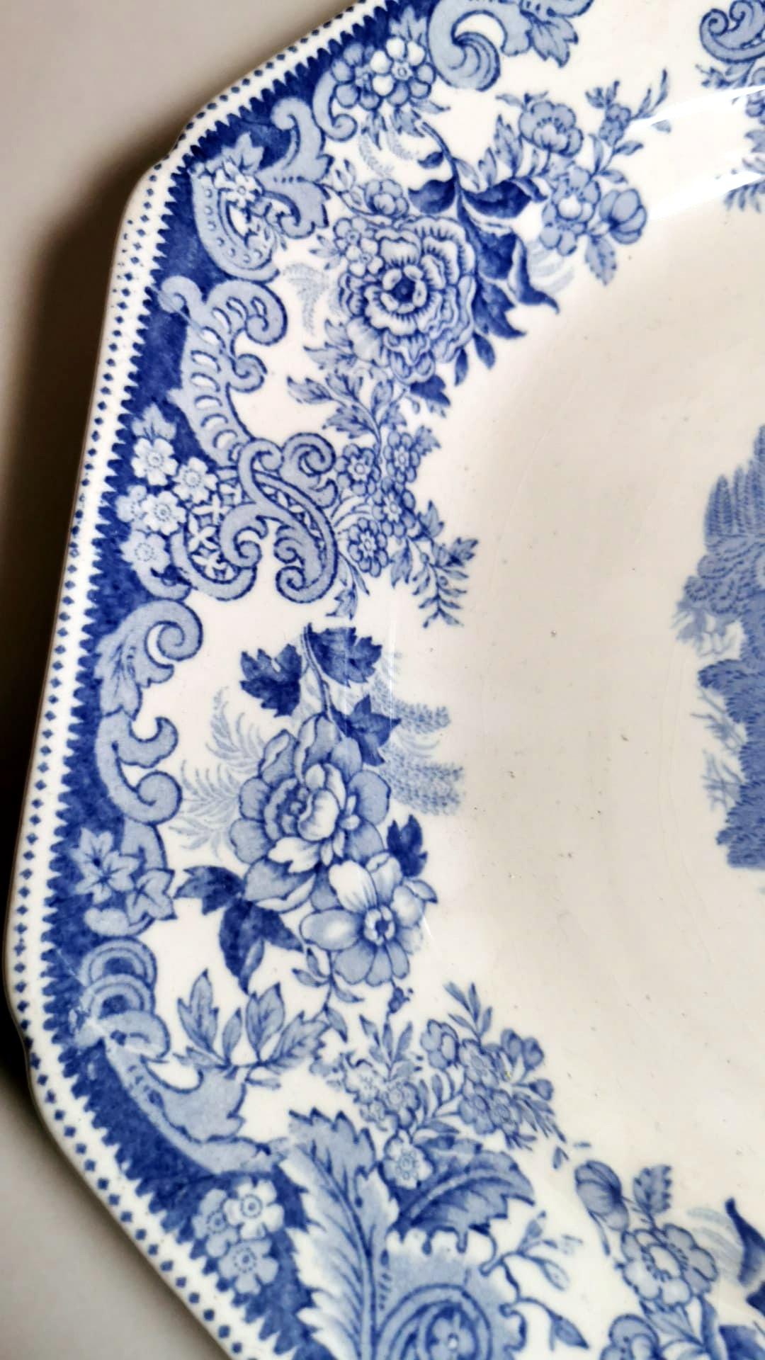 Copeland-Spode English Tray with Blue Transferware Decorations For Sale 2