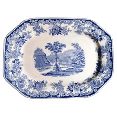 Antique Copeland-Spode English Tray with Blue Transferware Decorations