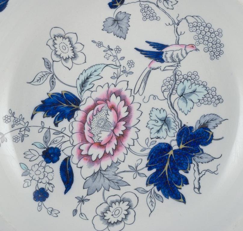 Copeland Spode. Cinco platos hondos de loza. Con motivos florales y aves. Británico en venta