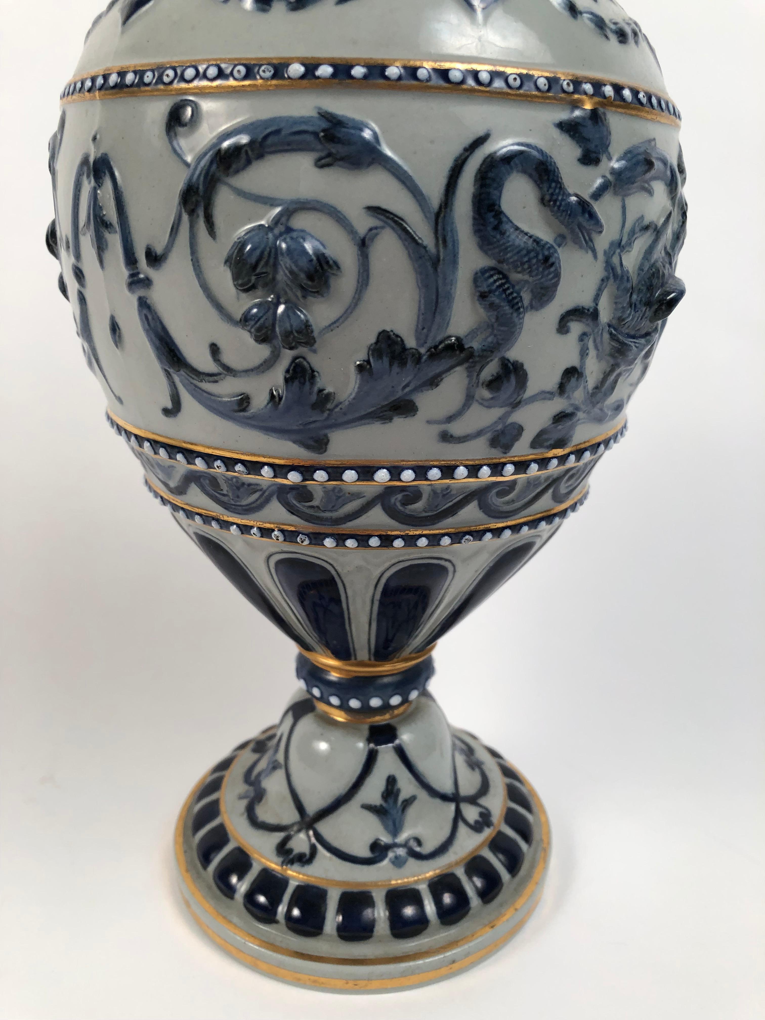 Hand-Painted Copeland Spode Florentine Vase for Tiffany and Company, NY