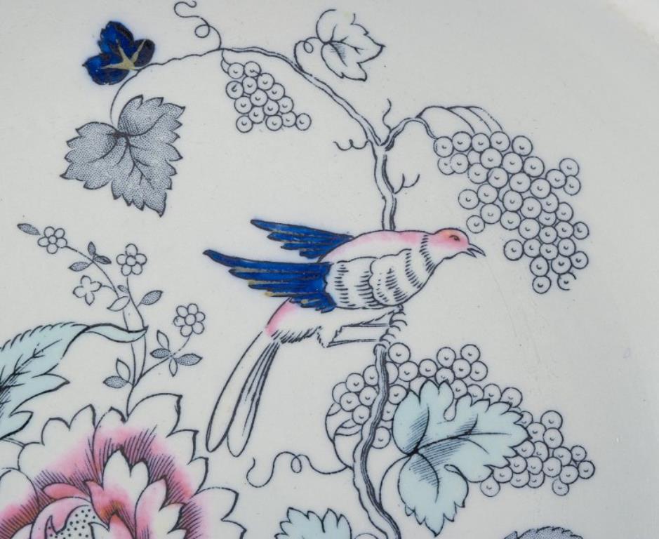 Copeland Spode. Cuatro platos hondos de loza. Con motivos florales y aves. en Excelente estado para la venta en Copenhagen, DK
