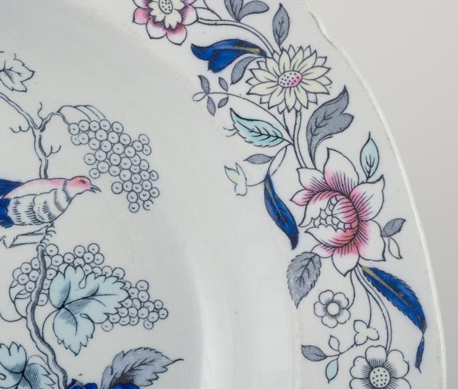 Copeland Spode. Cuatro platos hondos de loza. Con motivos florales y aves. mediados del siglo XX en venta