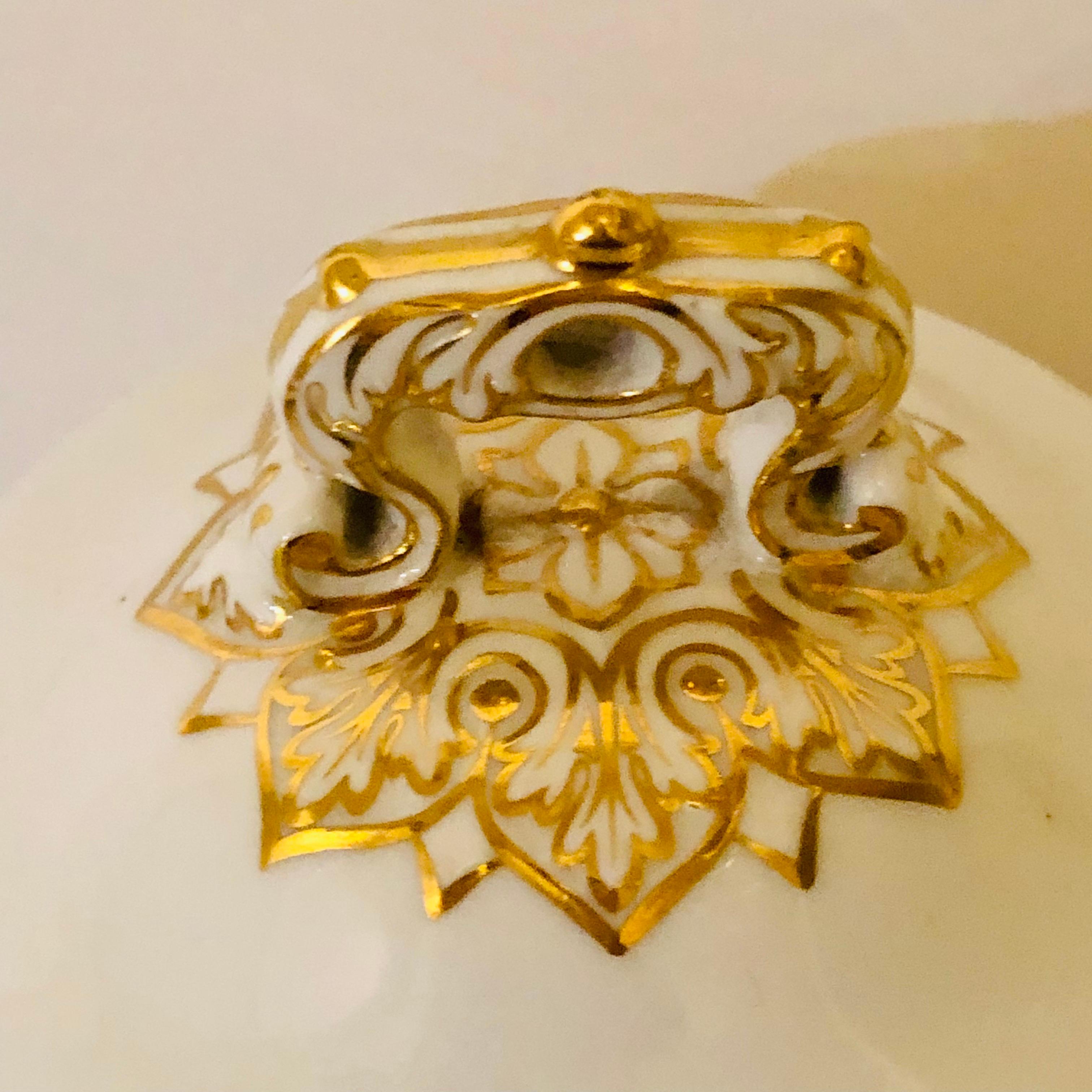 Gilt Copeland Spode Gravy with Gilded Border and White Jeweling Made for T. Goode
