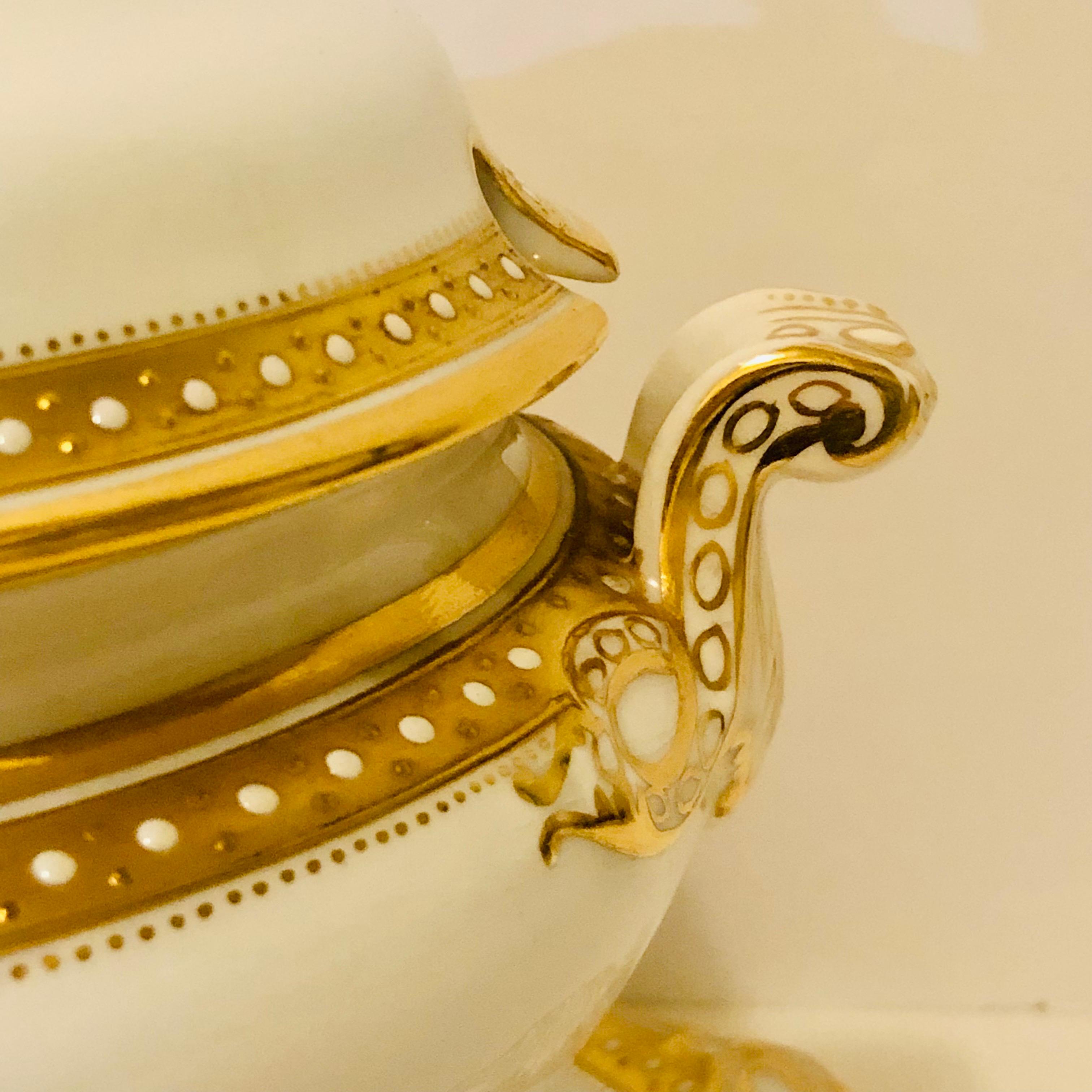 Copeland Spode Gravy with Gilded Border and White Jeweling Made for T. Goode In Good Condition In Boston, MA