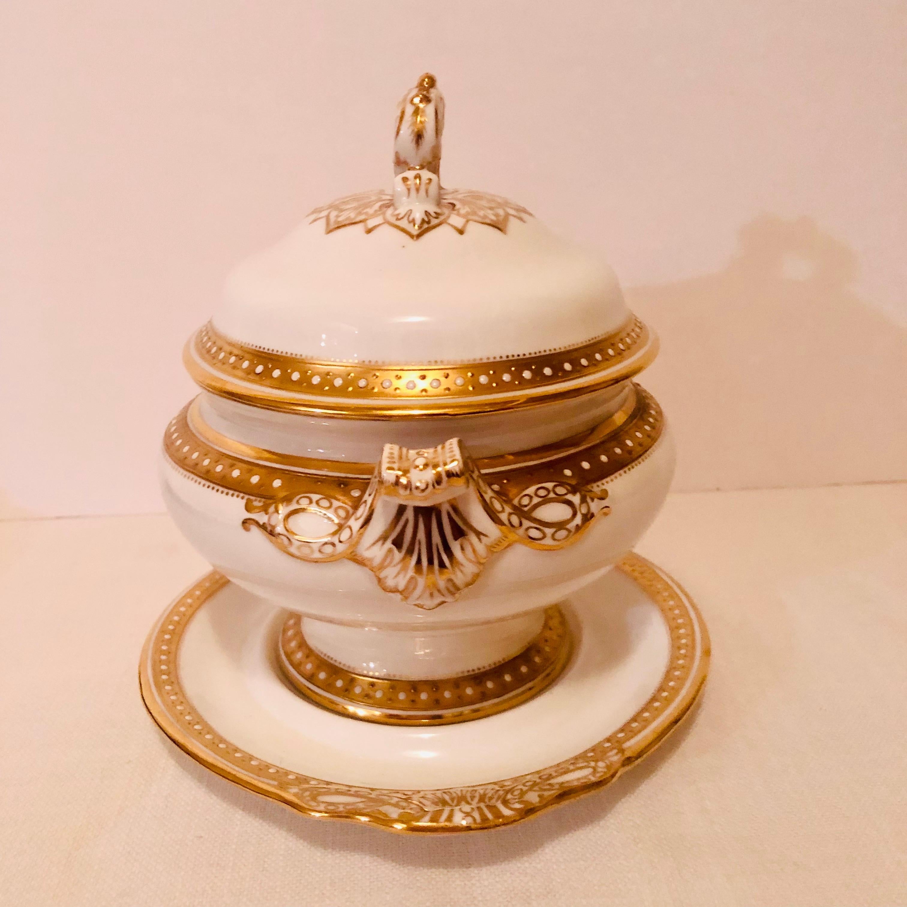 Copeland Spode Gravy with Gilded Border and White Jeweling Made for T. Goode 1