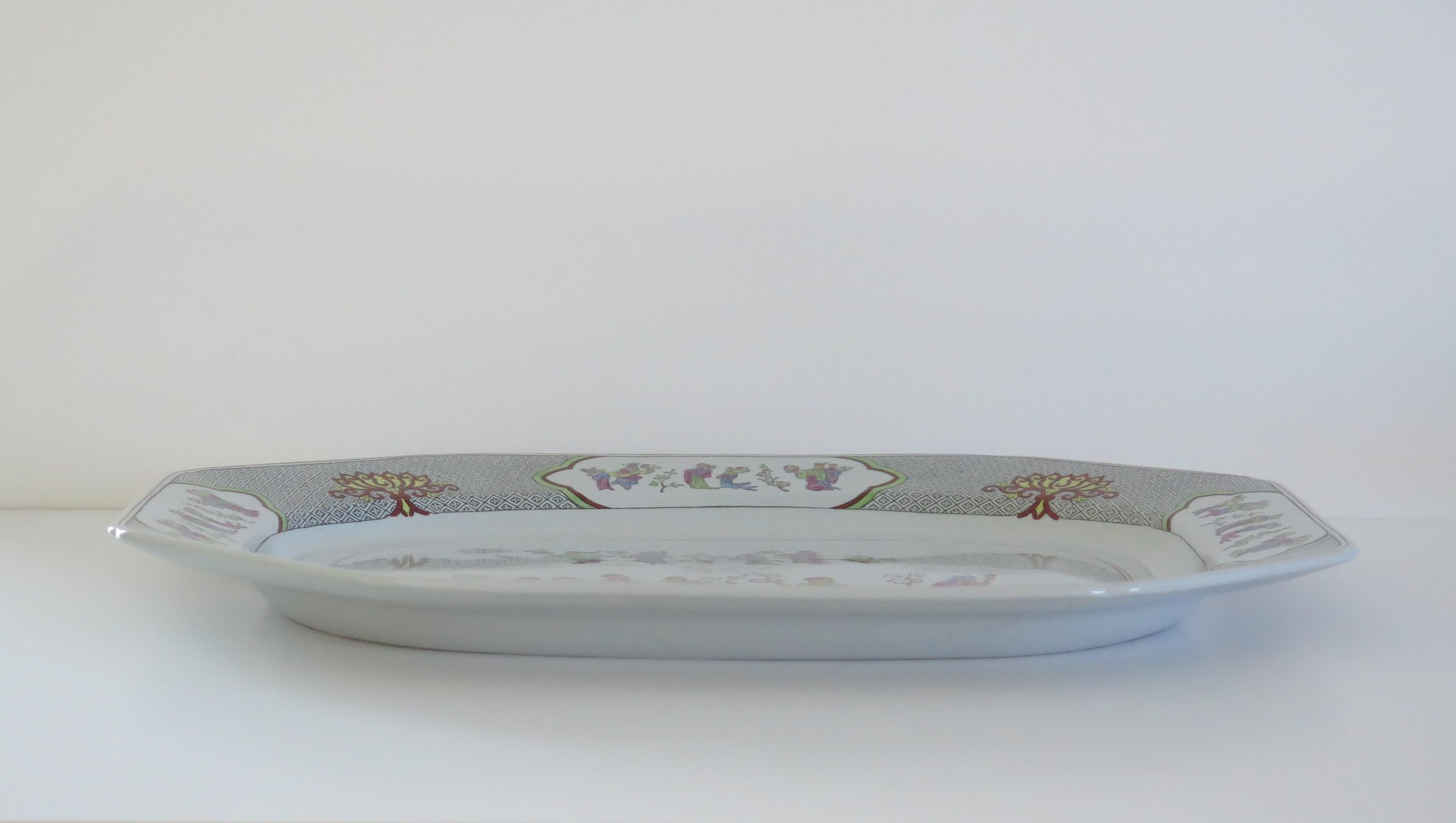 Chinoiserie Copeland-Spode Large Ironstone Platter in Chinese Figures pattern, Ca 1900 For Sale