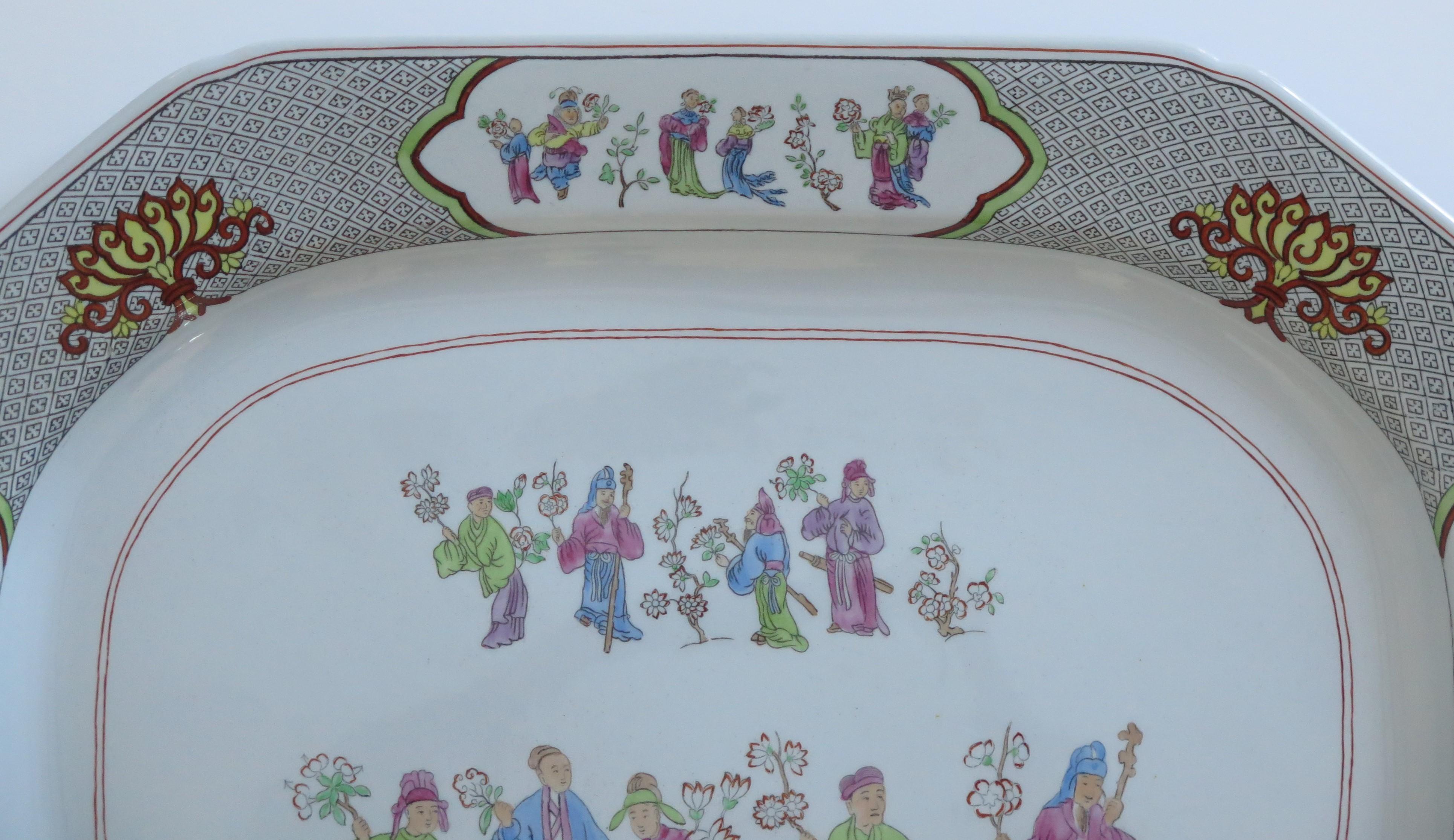 English Copeland-Spode Large Ironstone Platter in Chinese Figures pattern, Ca 1900 For Sale