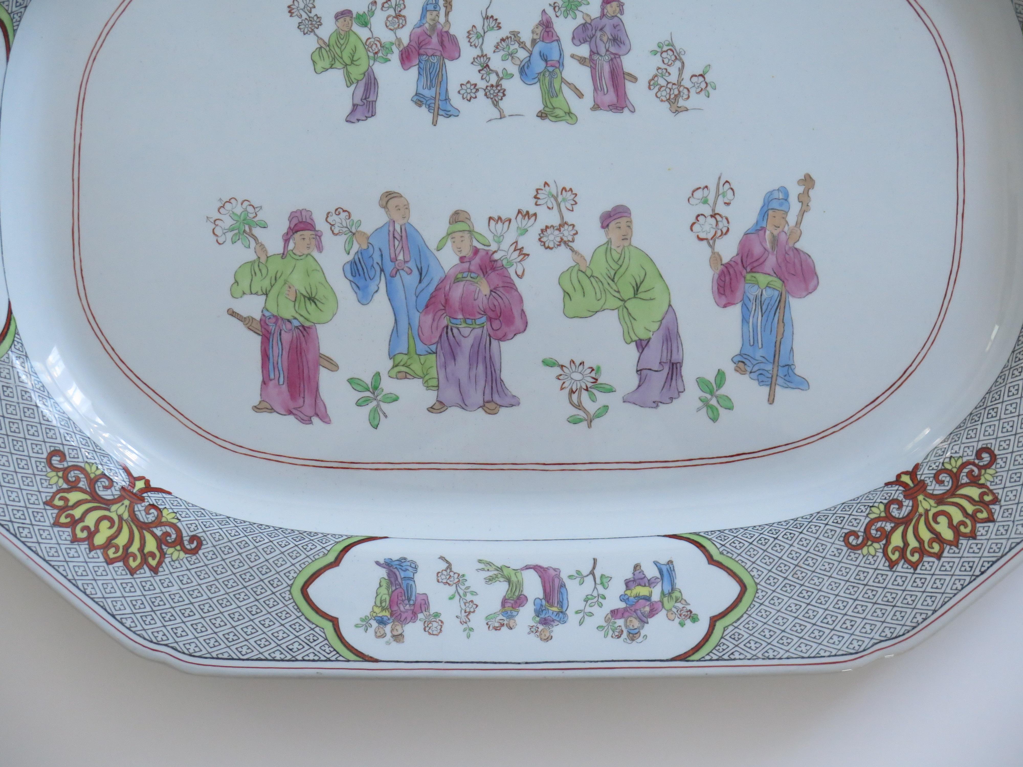 Copeland-Spode Large Ironstone Platter in Chinese Figures pattern, Ca 1900 In Good Condition For Sale In Lincoln, Lincolnshire