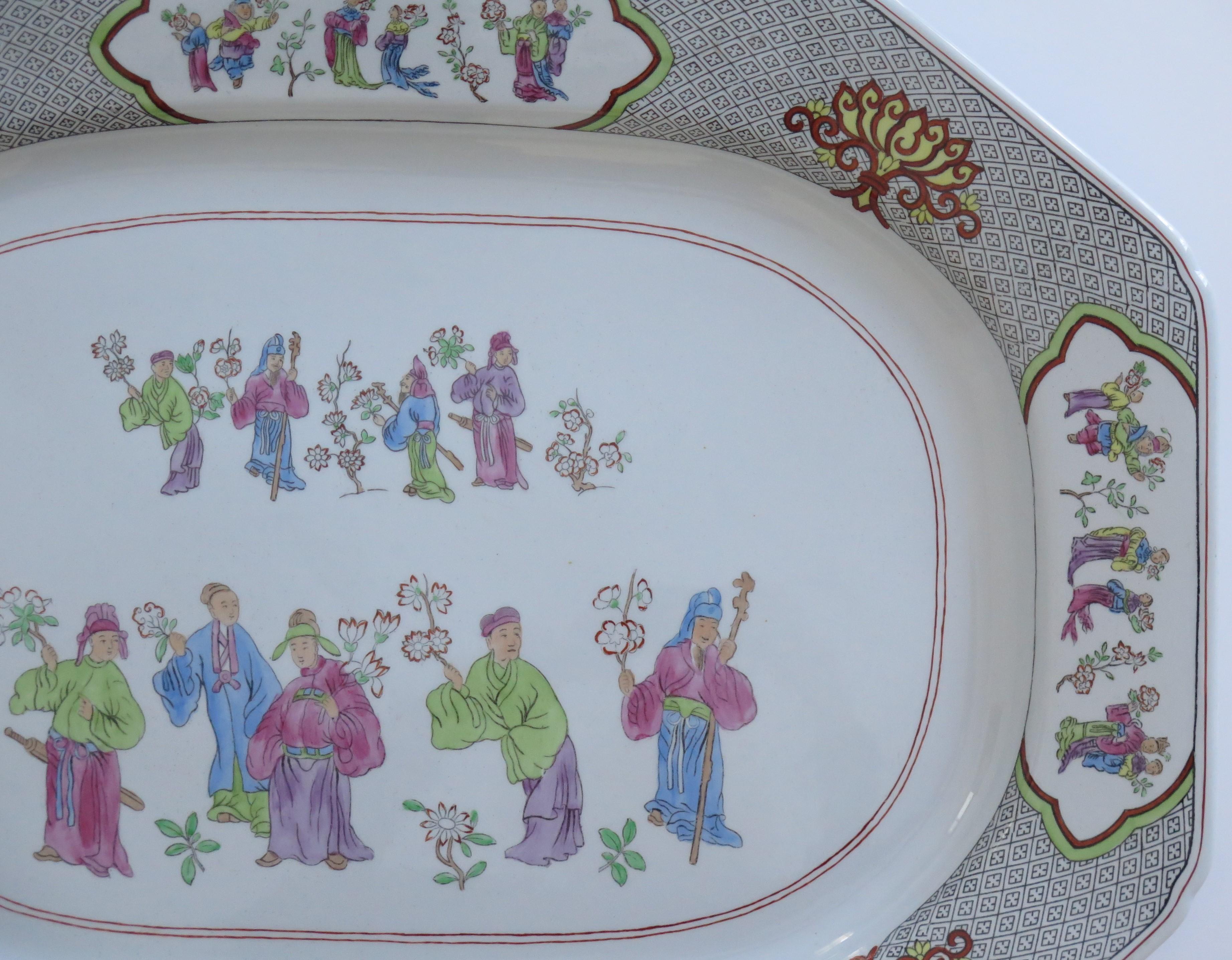 19th Century Copeland-Spode Large Ironstone Platter in Chinese Figures pattern, Ca 1900 For Sale