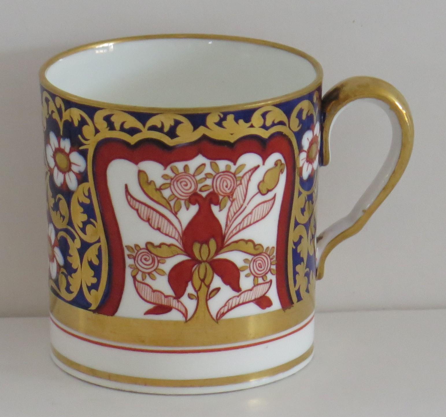This is a very beautiful English coffee can, all hand painted and gilded, made by Copeland China and with a factory printed mark to the base, dating yo the mid-19th century, circa 1860.

This coffee can is well potted, nominally straight sided