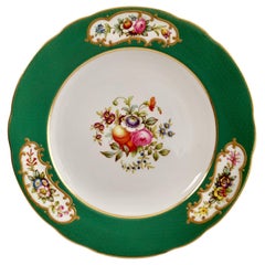 Copeland Spode Porcelain Plate, Green Sèvres Style, Flowers, Thomas Goode, 1924