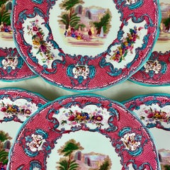 Copeland Spode Queen Mary Rococo Pink Porcelain Plates for Tiffany & Co. Set / 6