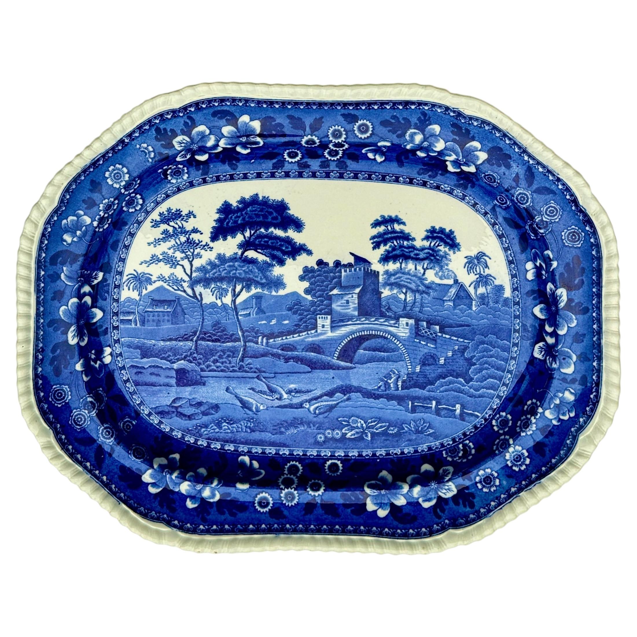 Copeland Spode Tower Blue and White Transferware Platter, Circa 1905 19 Inches