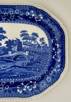 Copeland Spode Tower Blue Transferware Platter, 17 Inch, Dated March 1905
