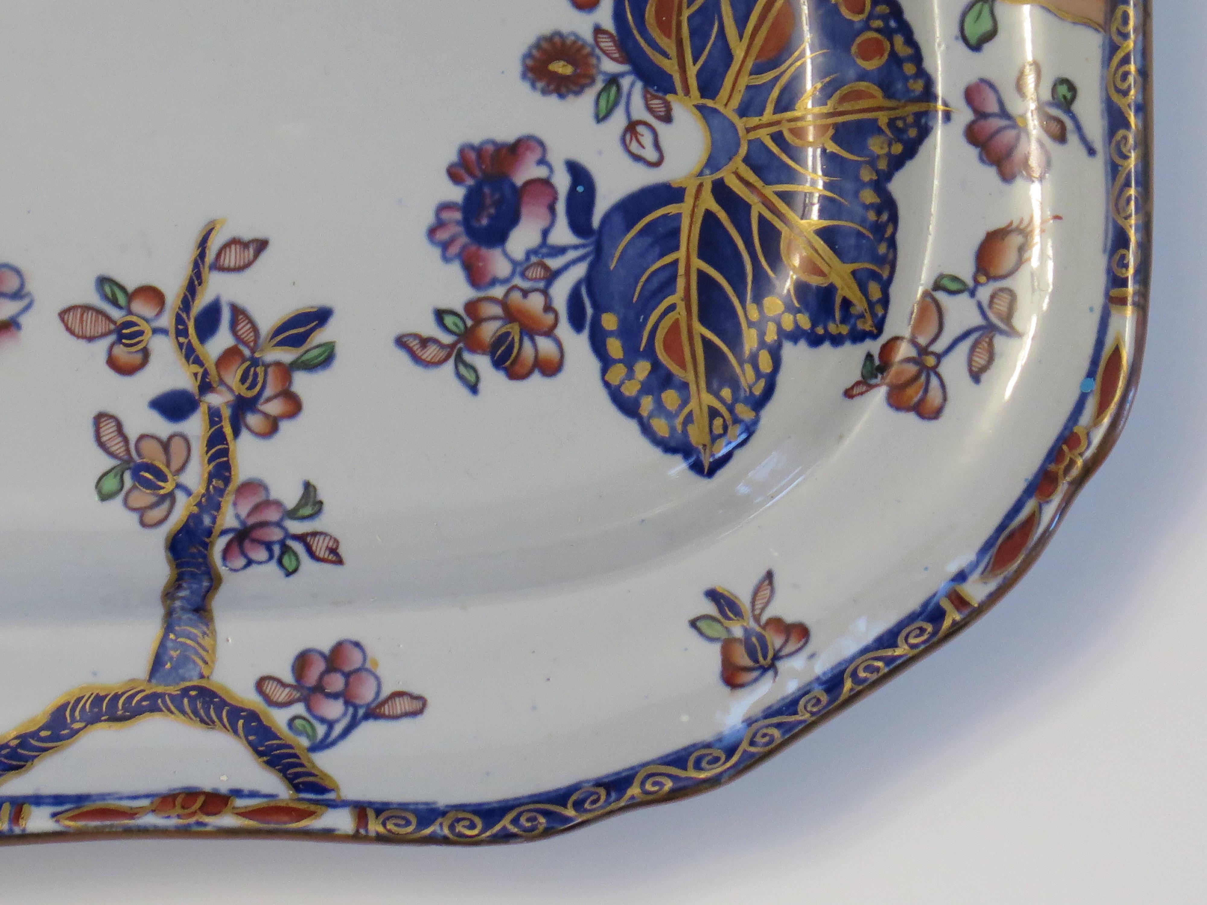 Copeland Stone China Dish or Platter in Tobacco Leaf Pattern No 2061, Mid 19th C 2