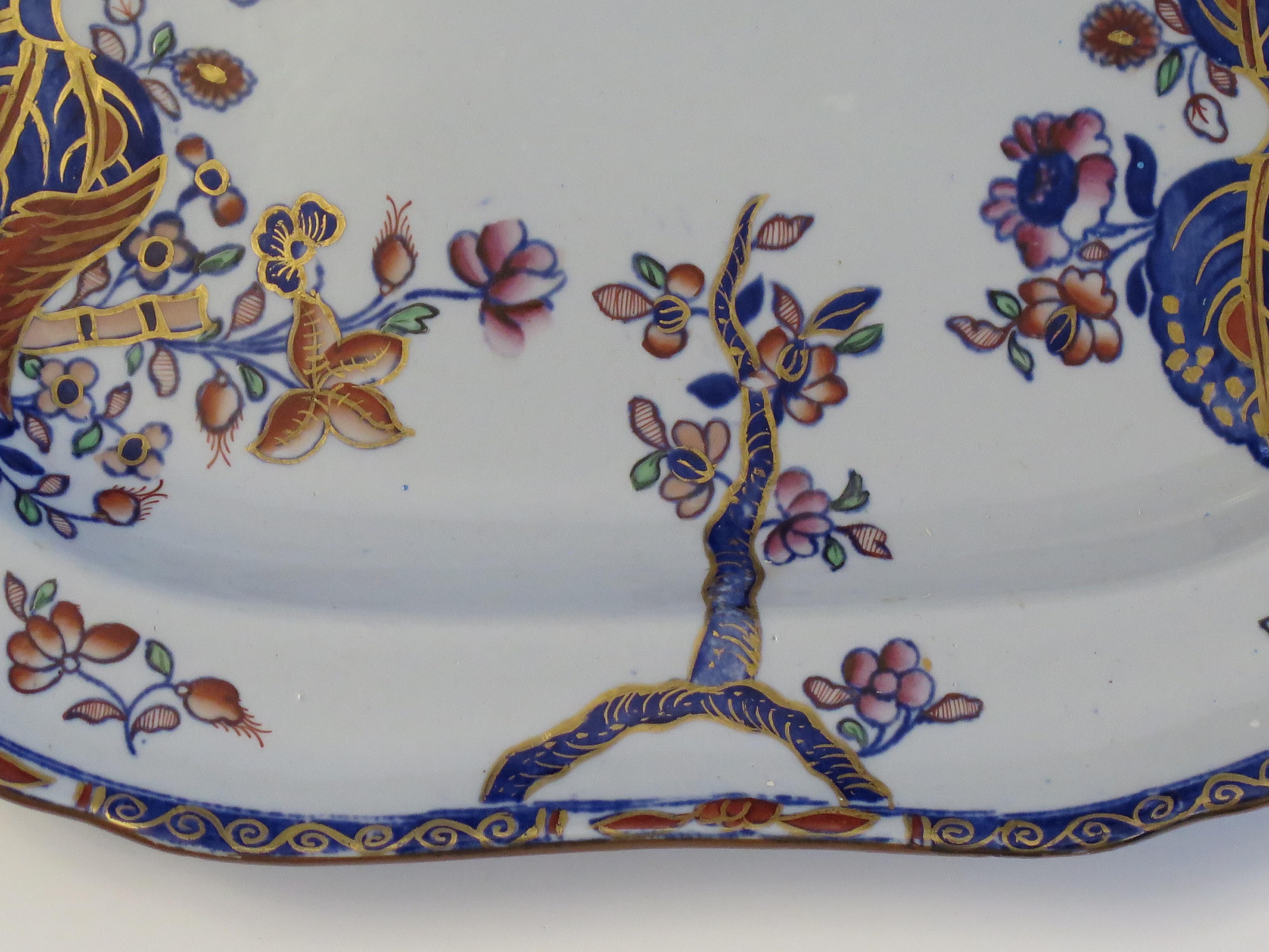 Copeland Stone China Dish or Platter in Tobacco Leaf Pattern No 2061, Mid 19th C 3
