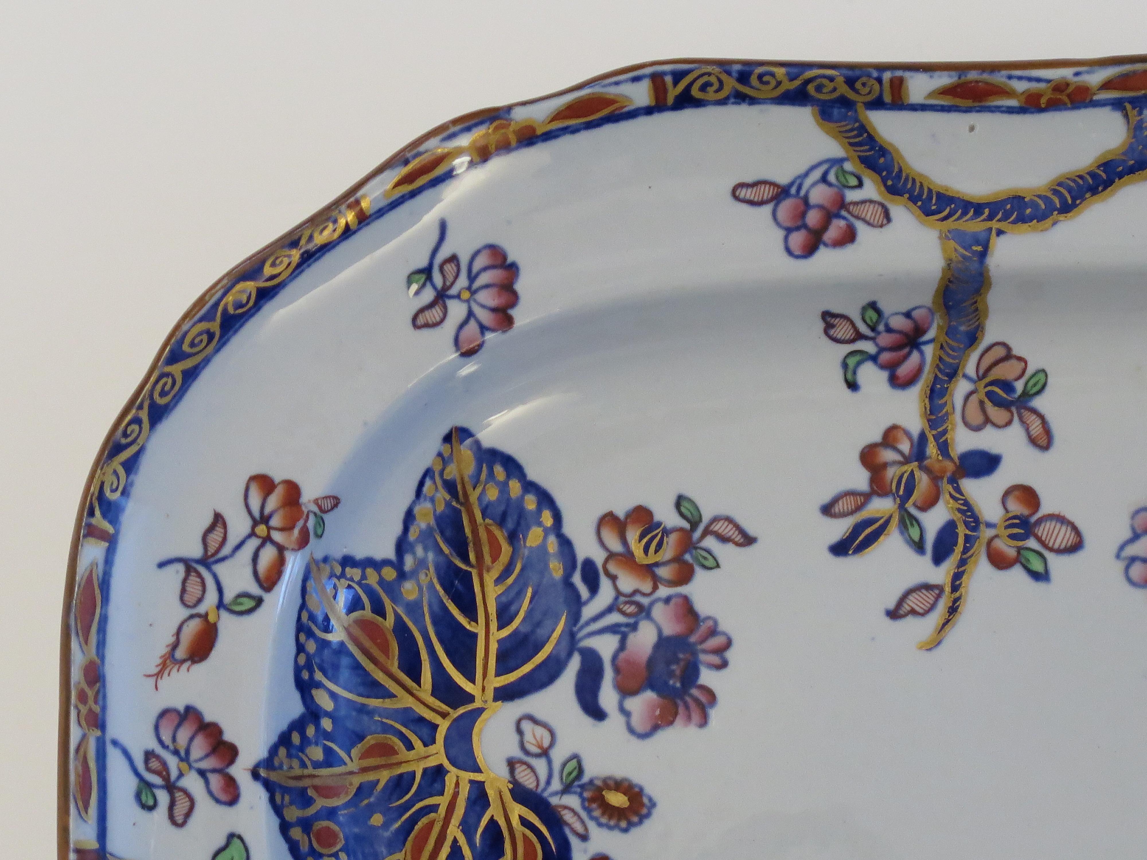 Copeland Stone China Dish or Platter in Tobacco Leaf Pattern No 2061, Mid 19th C 7