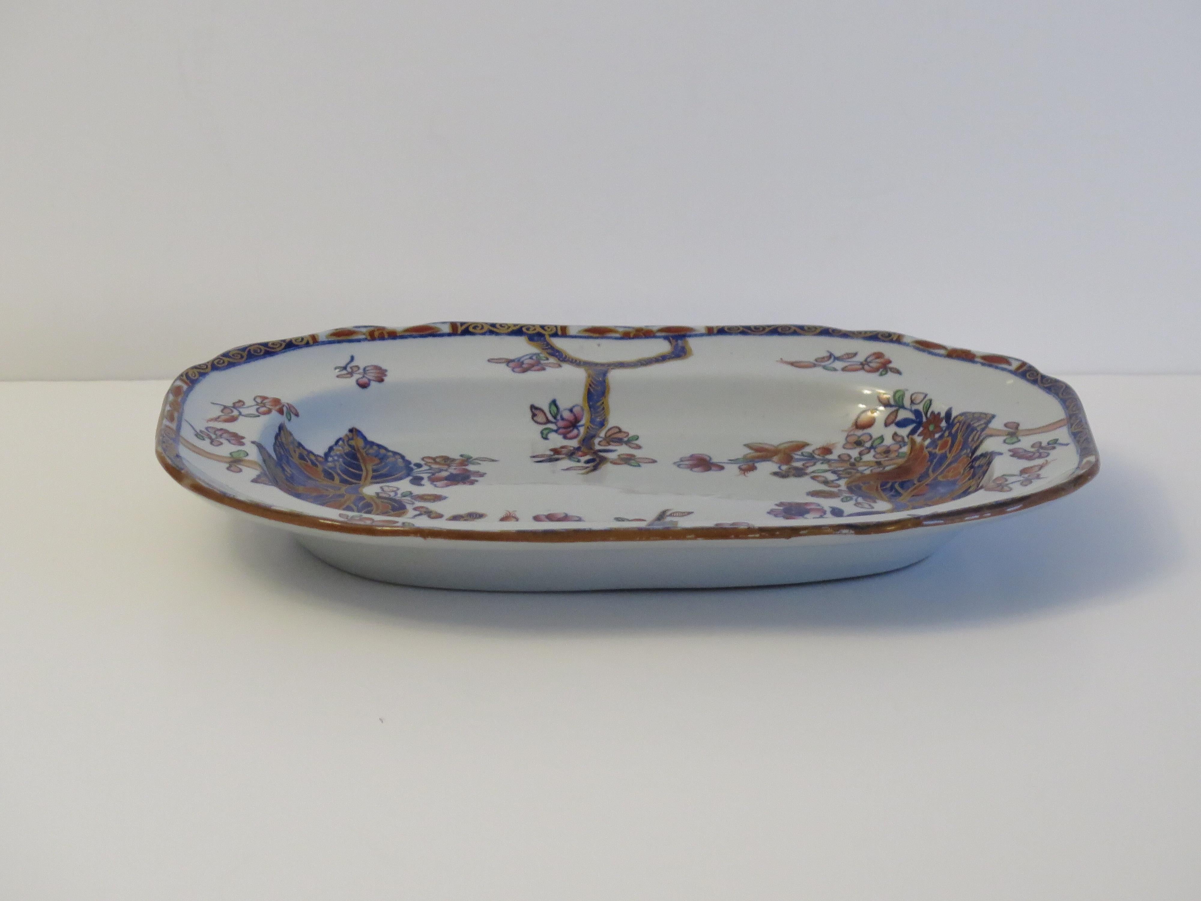 Chinoiserie Copeland Stone China Dish or Platter in Tobacco Leaf Pattern No 2061, Mid 19th C