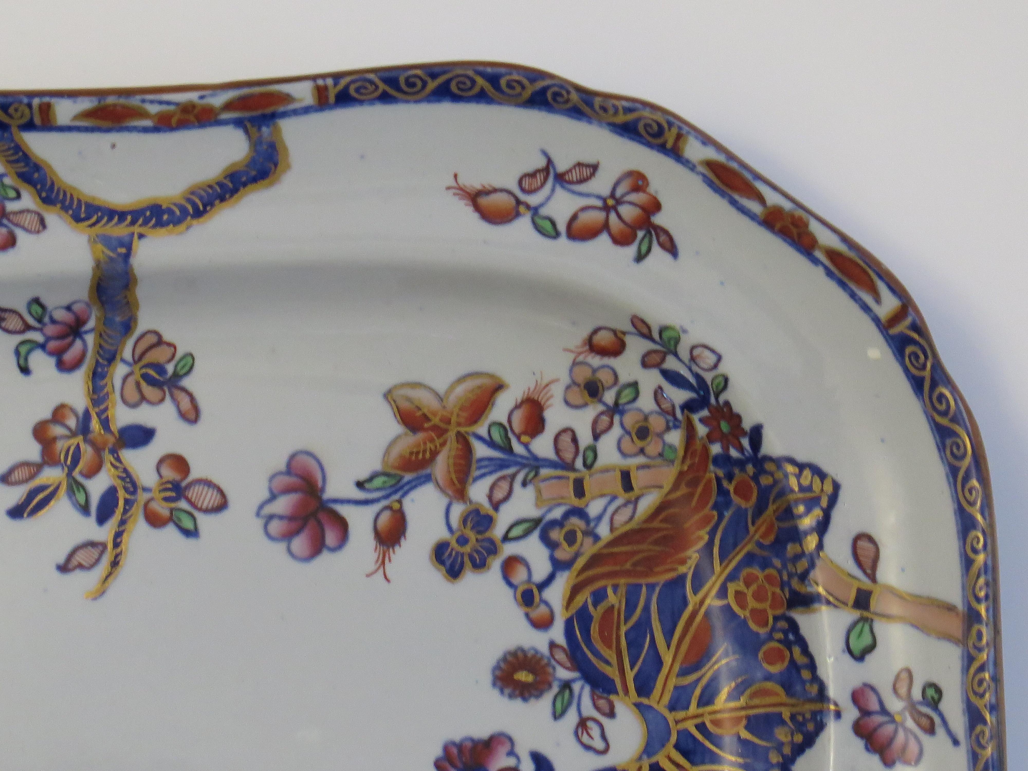 19th Century Copeland Stone China Dish or Platter in Tobacco Leaf Pattern No 2061, Mid 19th C