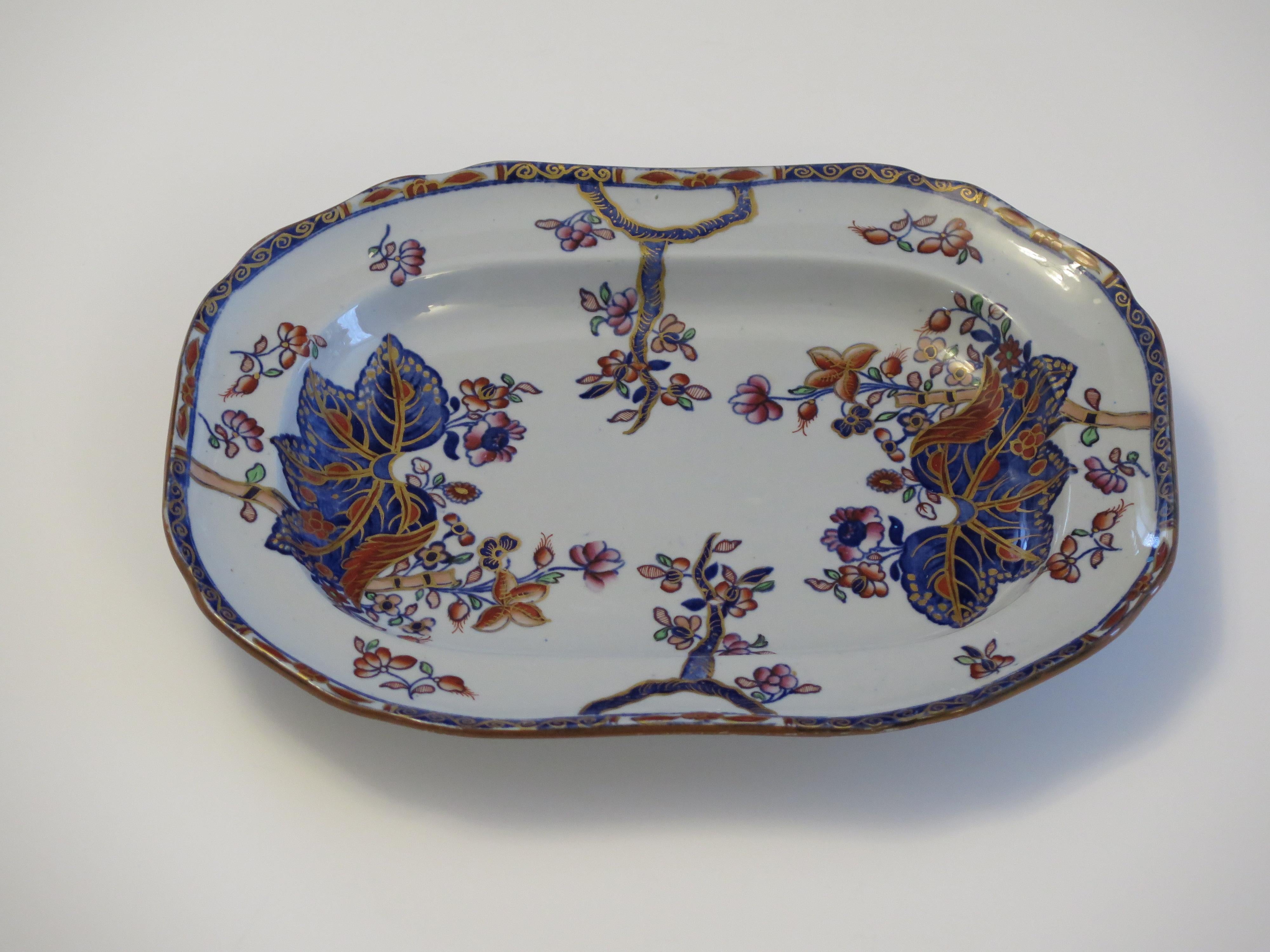 Copeland Stone China Dish or Platter in Tobacco Leaf Pattern No 2061, Mid 19th C 1