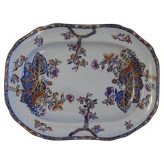 Antique Copeland Stone China Dish or Platter in Tobacco Leaf Pattern No 2061, Mid 19th C