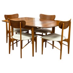 Retro Copenart by Morganton Mid Century Walnut Expandable Dining Table and 4 Chairs