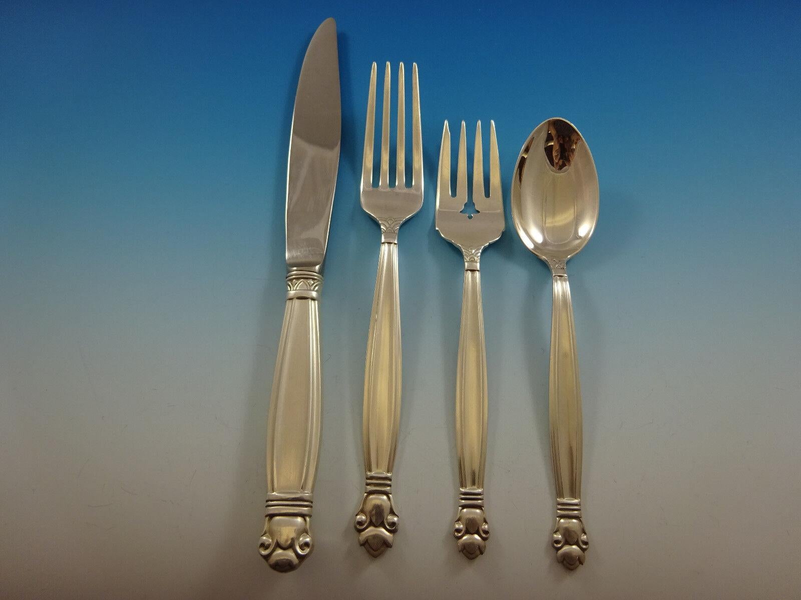 Copenhagen by Manchester Sterling Silver Flatware Service For 12 Set 65 Pieces 3