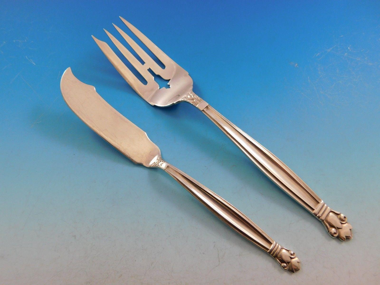 Copenhagen by Manchester Sterling Silver Flatware Set for 12 Service 53 Pieces In Excellent Condition For Sale In Big Bend, WI