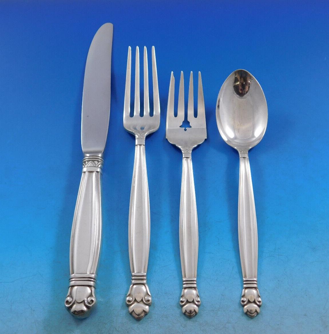Copenhagen by Manchester Sterling Silver Flatware Set for 12 Service 84 Pieces For Sale 5