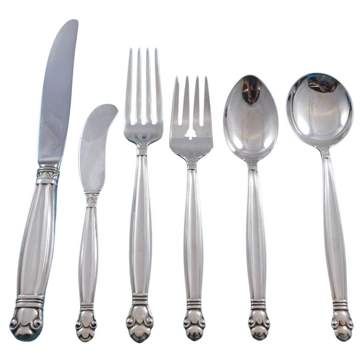 Copenhagen by Manchester Sterling Silver Flatware Set for 12 Service 84 Pieces For Sale