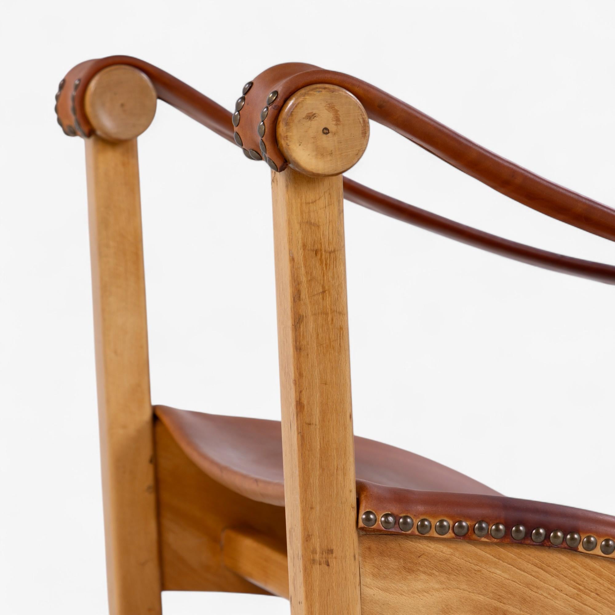 Brass Copenhagen chair in oak by Mogens Voltelen For Sale