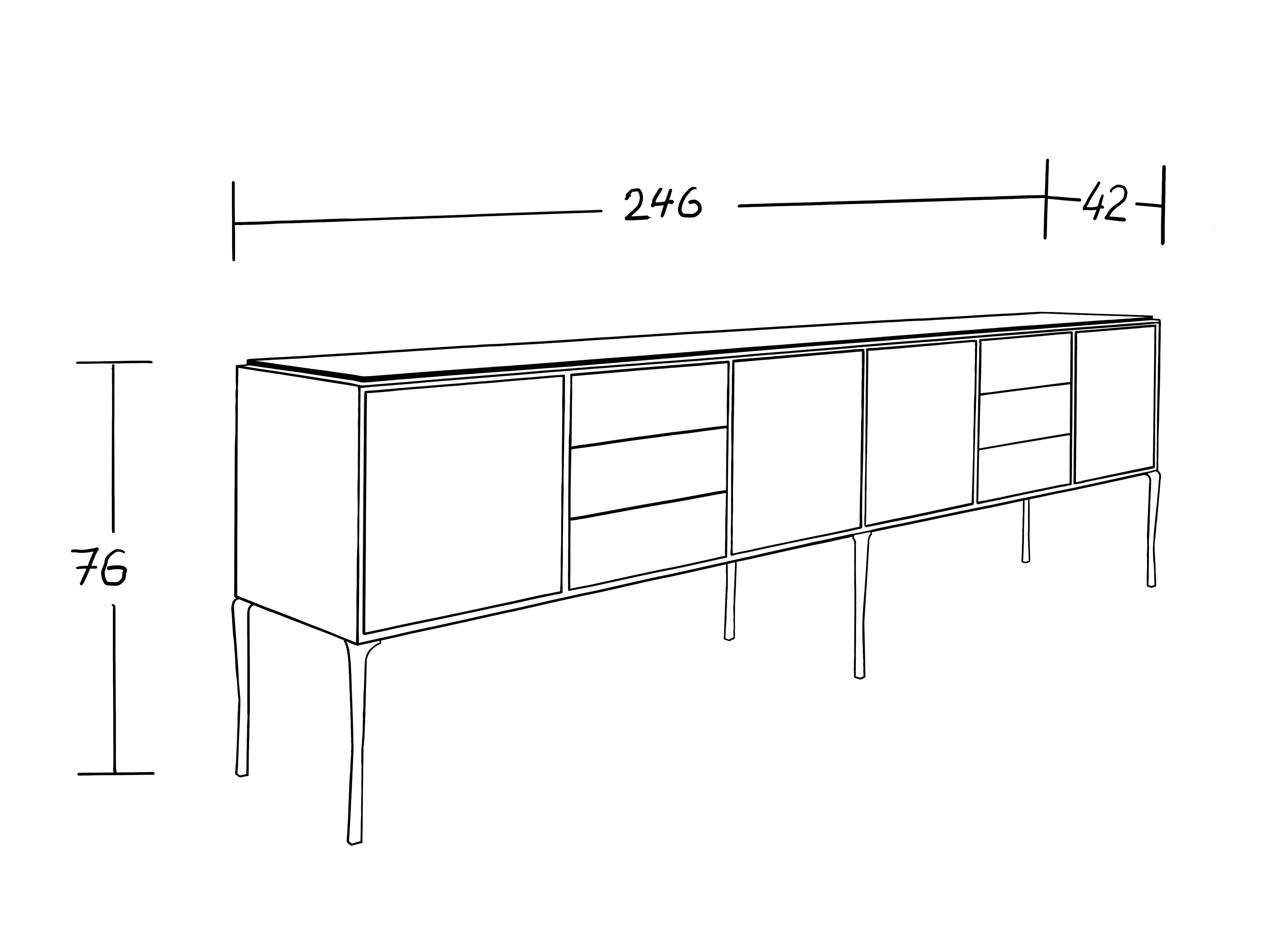 Copenhagen Console, Mahogny Frame and Leather Drawers with Solid Brass Legs For Sale 5