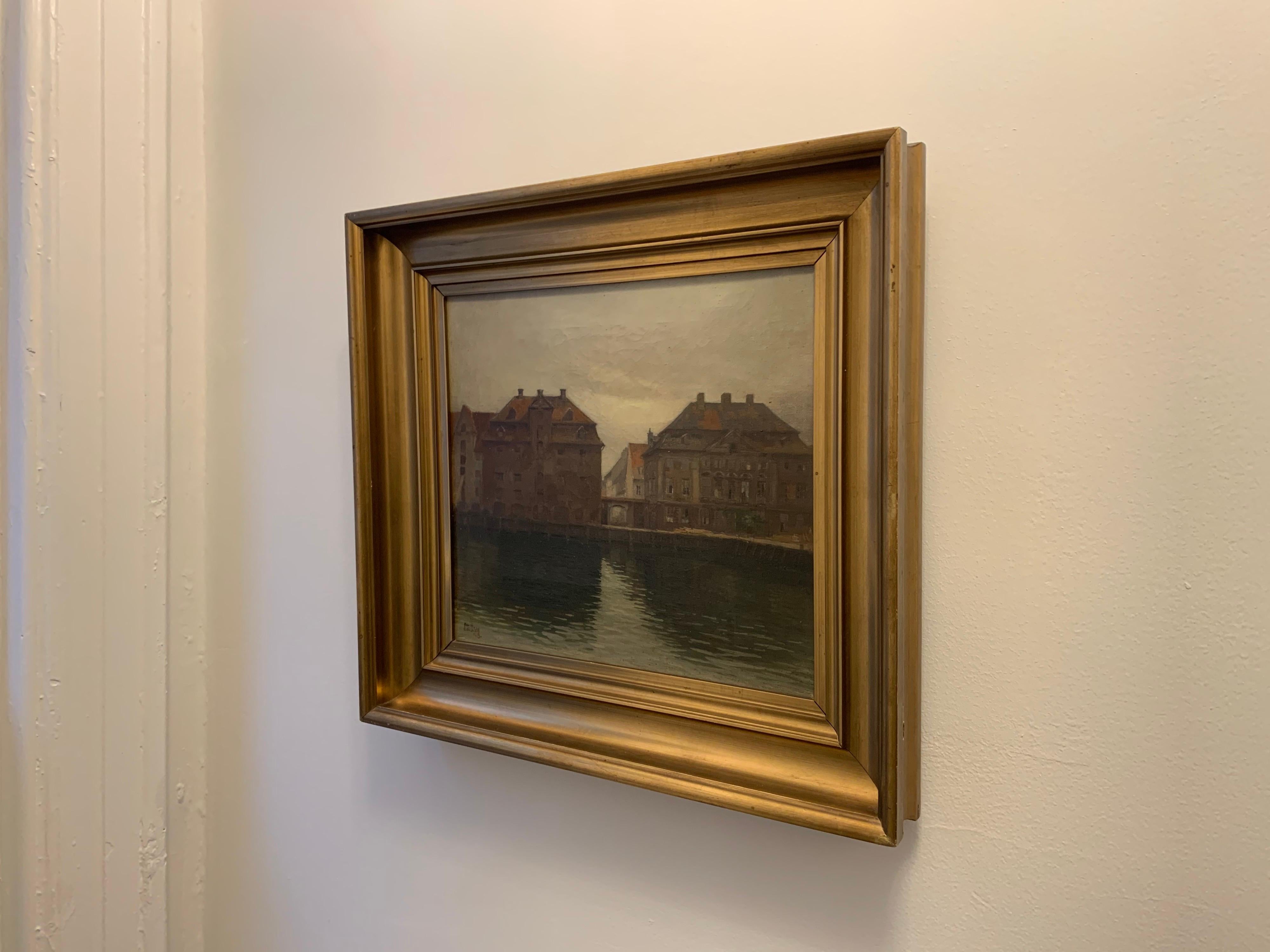 Painted Copenhagen Harbor, Otto Olsen, Denmark, 1913 For Sale