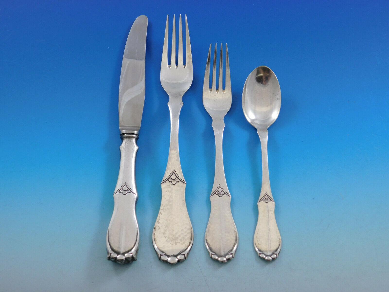 Copenhagen Silver Industry Danish Sterling Silver Flatware Set Service 46 Pieces In Excellent Condition For Sale In Big Bend, WI