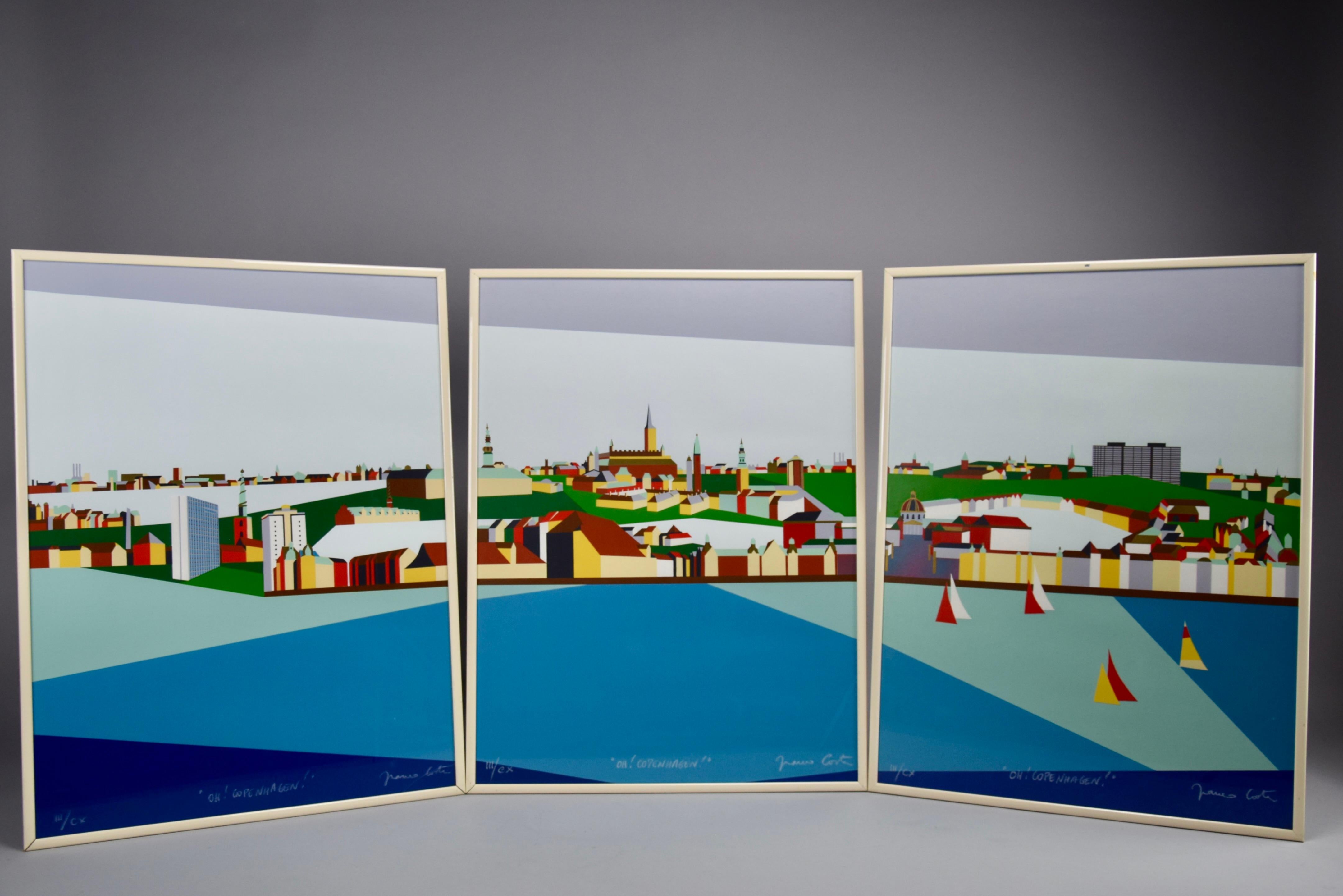 Kopenhagener Triptychon Serigrafie von Franco Costa im Angebot 6