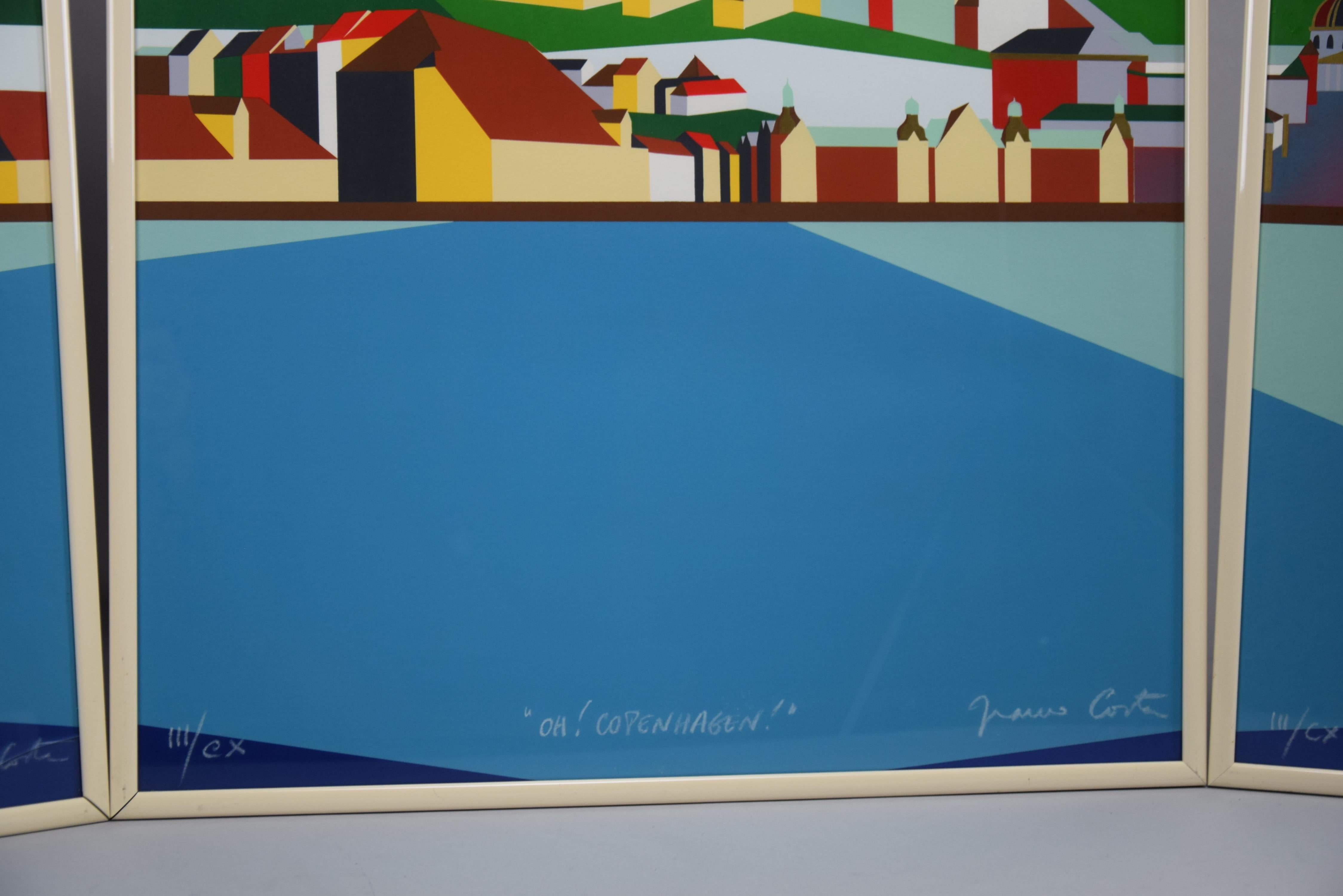 Copenhagen Triptych Serigraph by Franco Costa In Good Condition For Sale In Weesp, NL