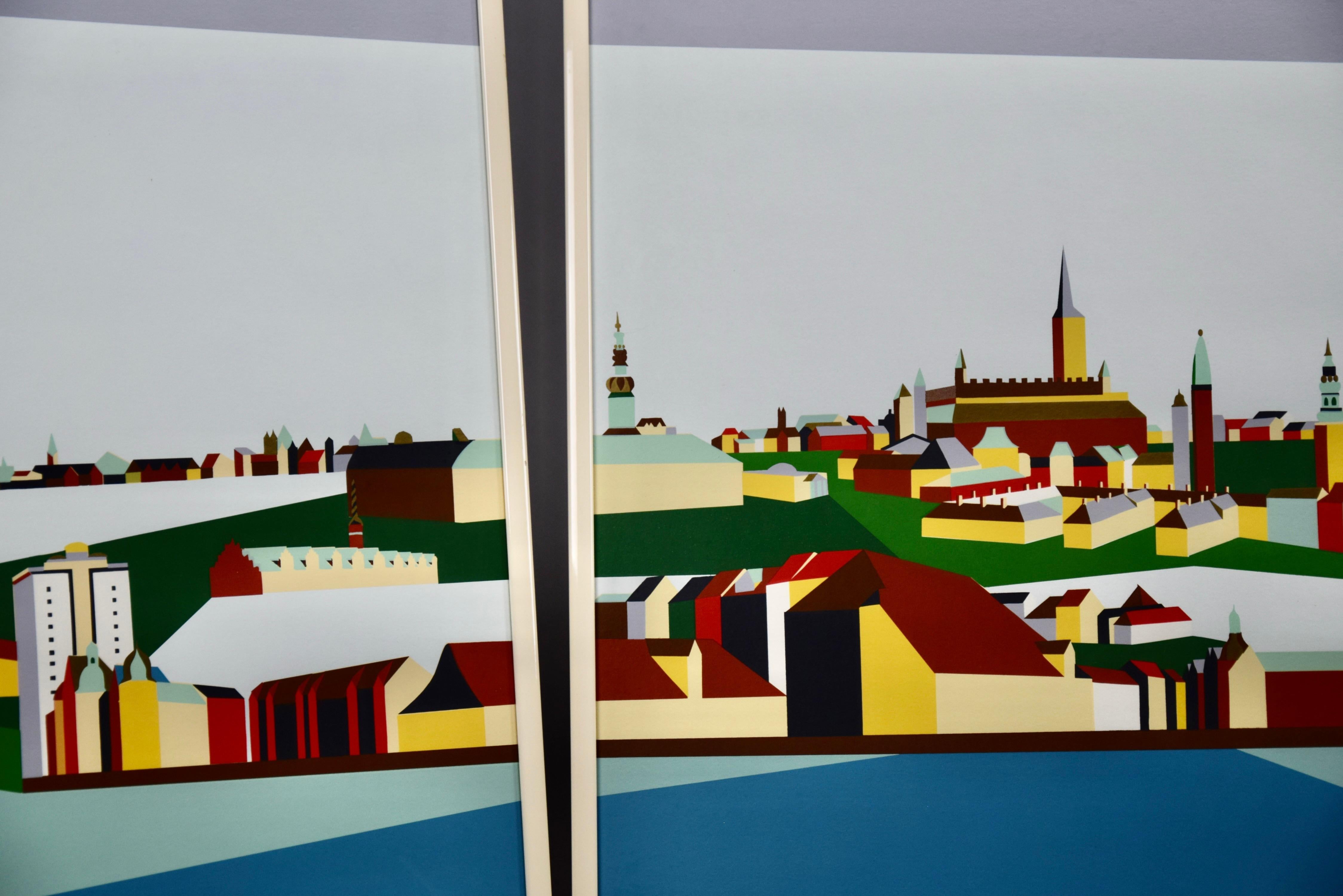 Paper Copenhagen Triptych Serigraph by Franco Costa For Sale