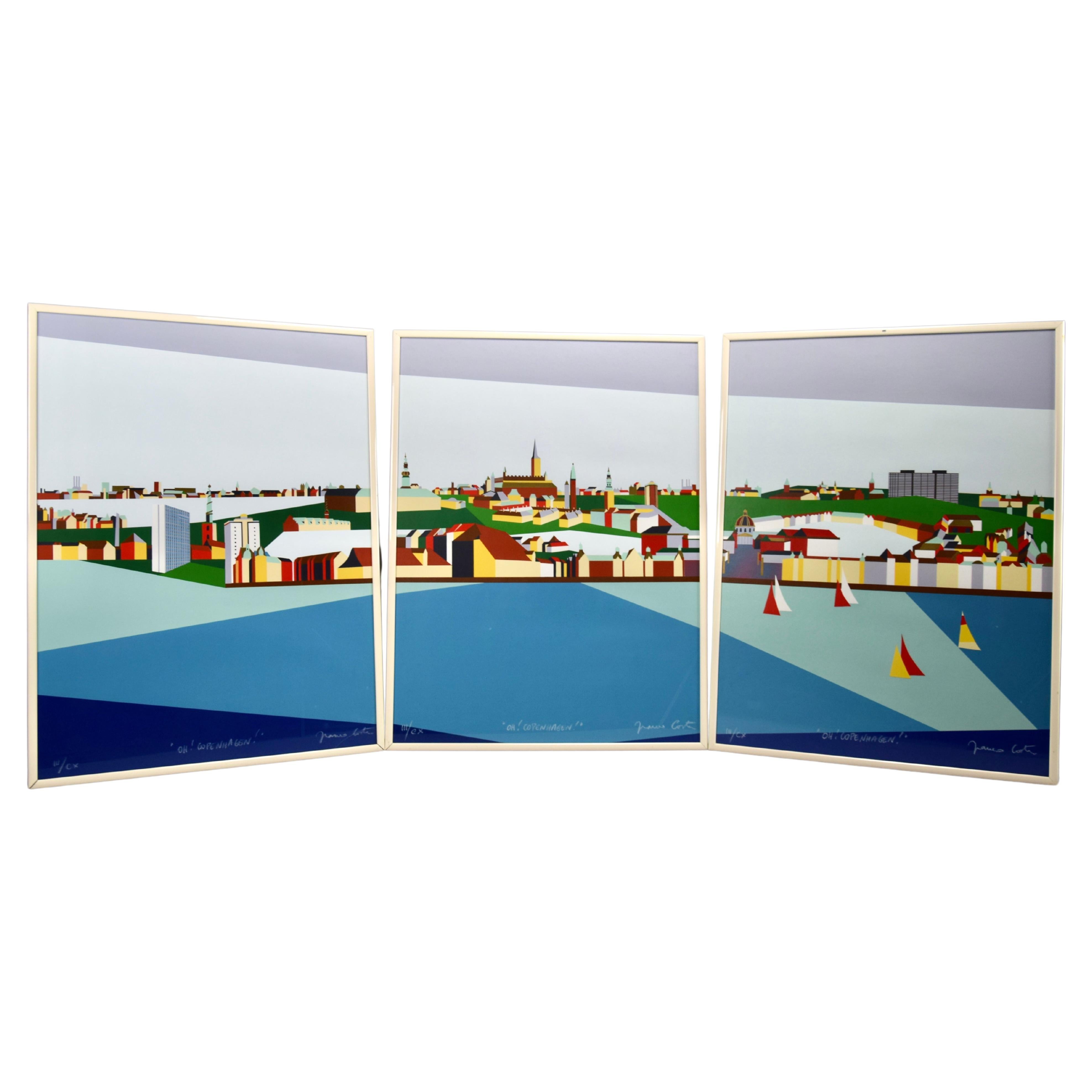 Kopenhagener Triptychon Serigrafie von Franco Costa im Angebot