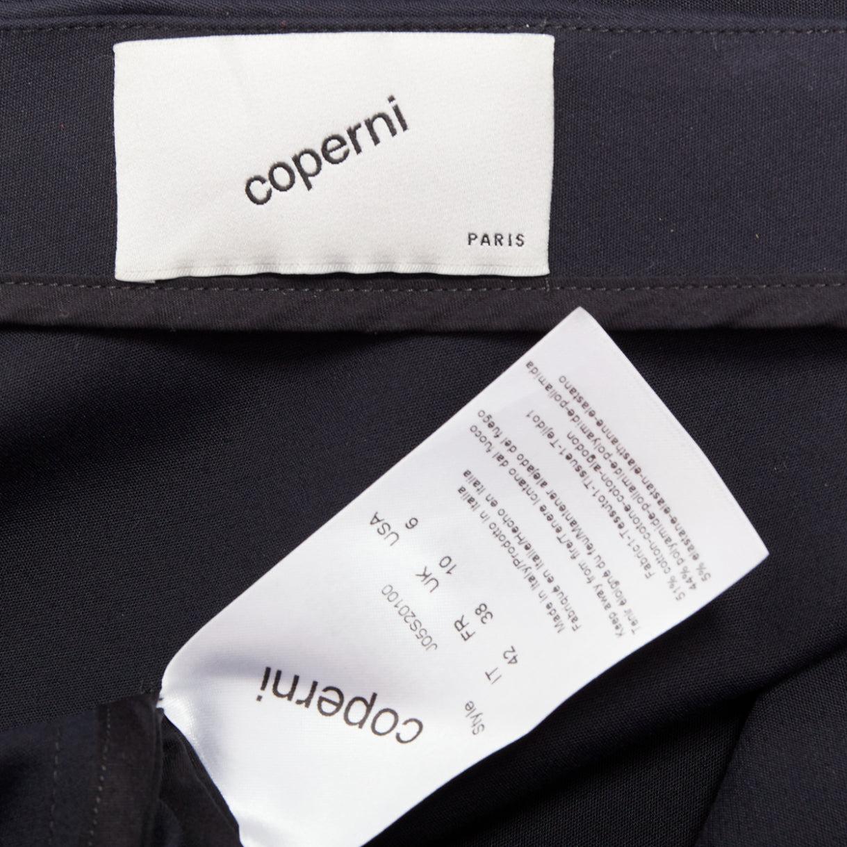 COPERNI gonna a tubino in misto cotone nero a vita alta e spacco alto IT38 XS in vendita 3