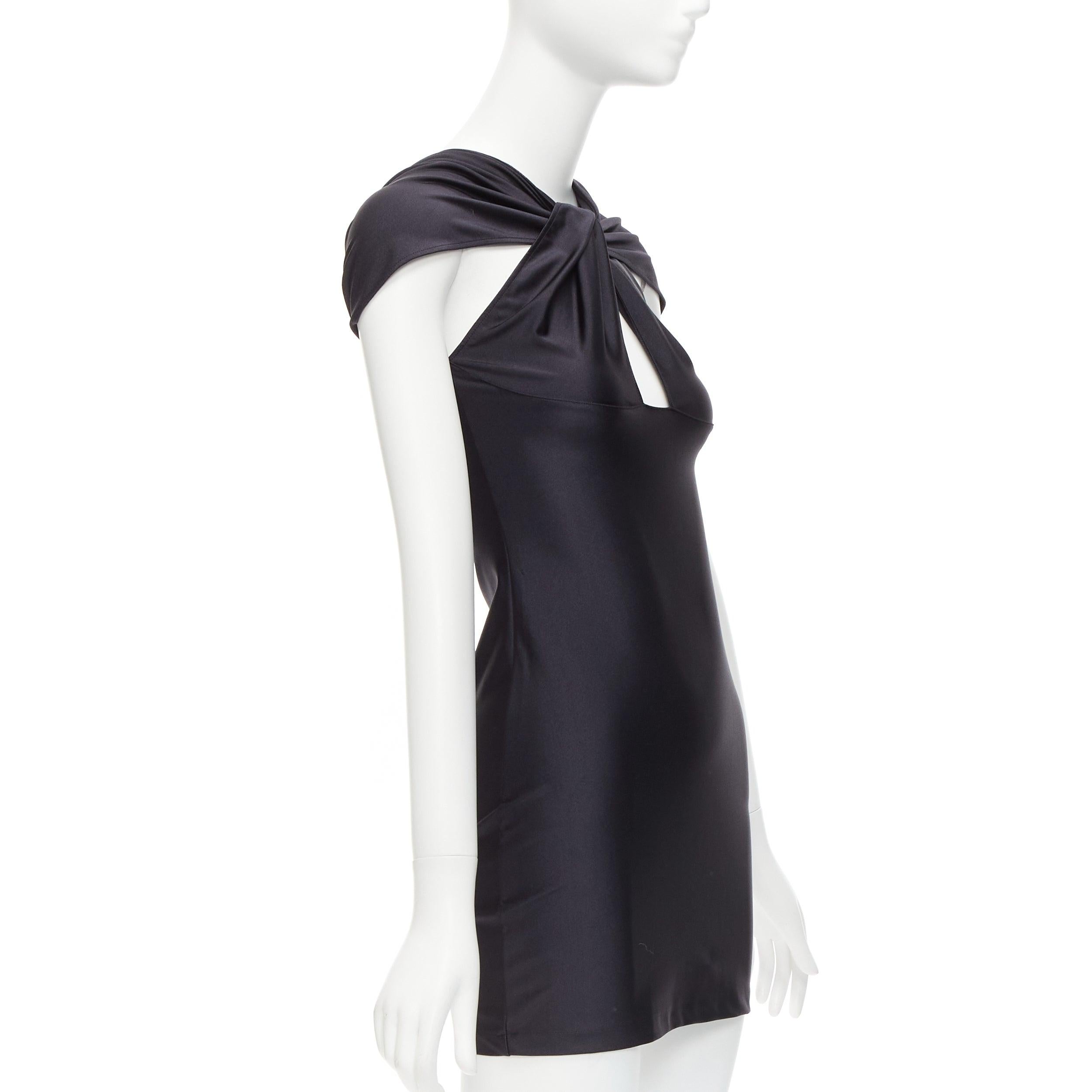 COPERNI black nylon jersey cold shoulder cut out mini dress XS In Excellent Condition For Sale In Hong Kong, NT