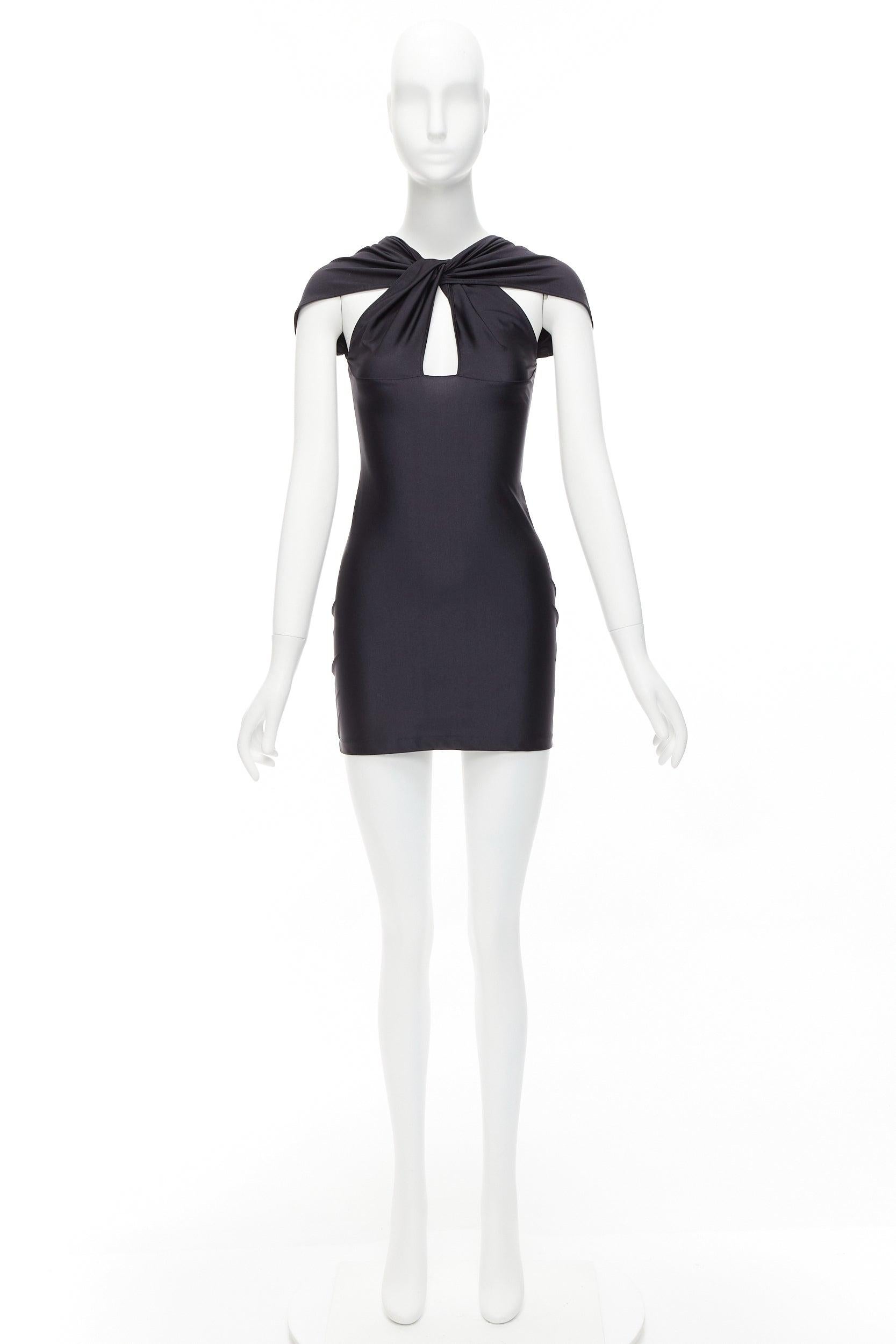 COPERNI black nylon jersey cold shoulder cut out mini dress XS 4
