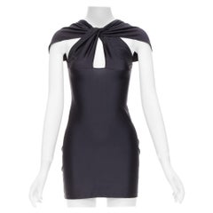 COPERNI - Miniabito XS in jersey di nylon nero con taglio a spalla fredda
